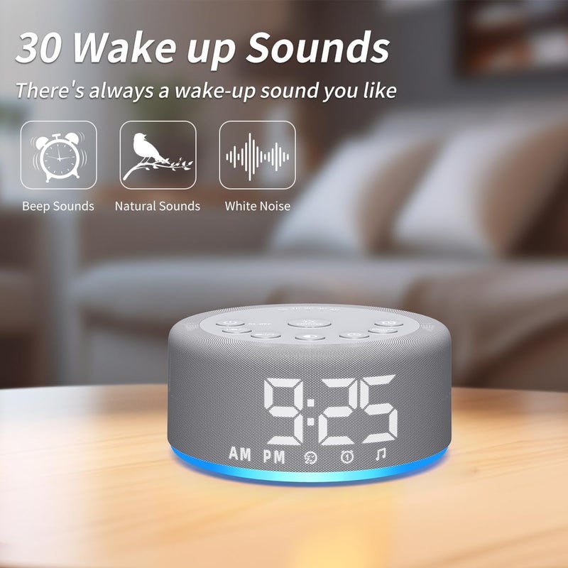 Hushing 【3 in 1】 White Noise Machine with 27 Sleeping Sounds for Baby Kids Adults Sound Machine Alarm Clock Night Light Timer Memory Function 32 Level Volume Auto Off Digital Clock with 30 Wake Up Sounds - Image 3